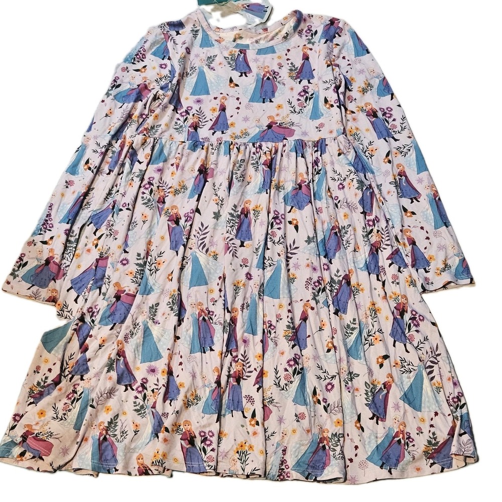Posh Peanut Disney Frozen Anna Elsa Bamboo Twirl Dress Girls 10/12